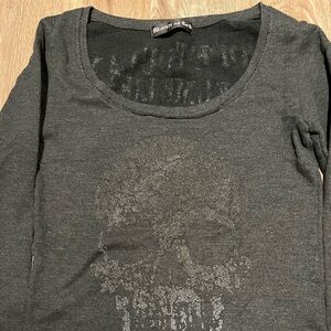 Japanese Brand Heaven and Earth Punk Skull Slouchy Top